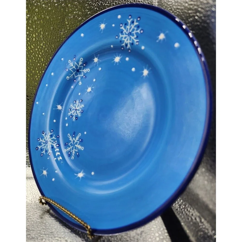 Pfaltzgraff Ice Crystals  Holiday/Winter Snowflakes Salad Plates (Set of Four)